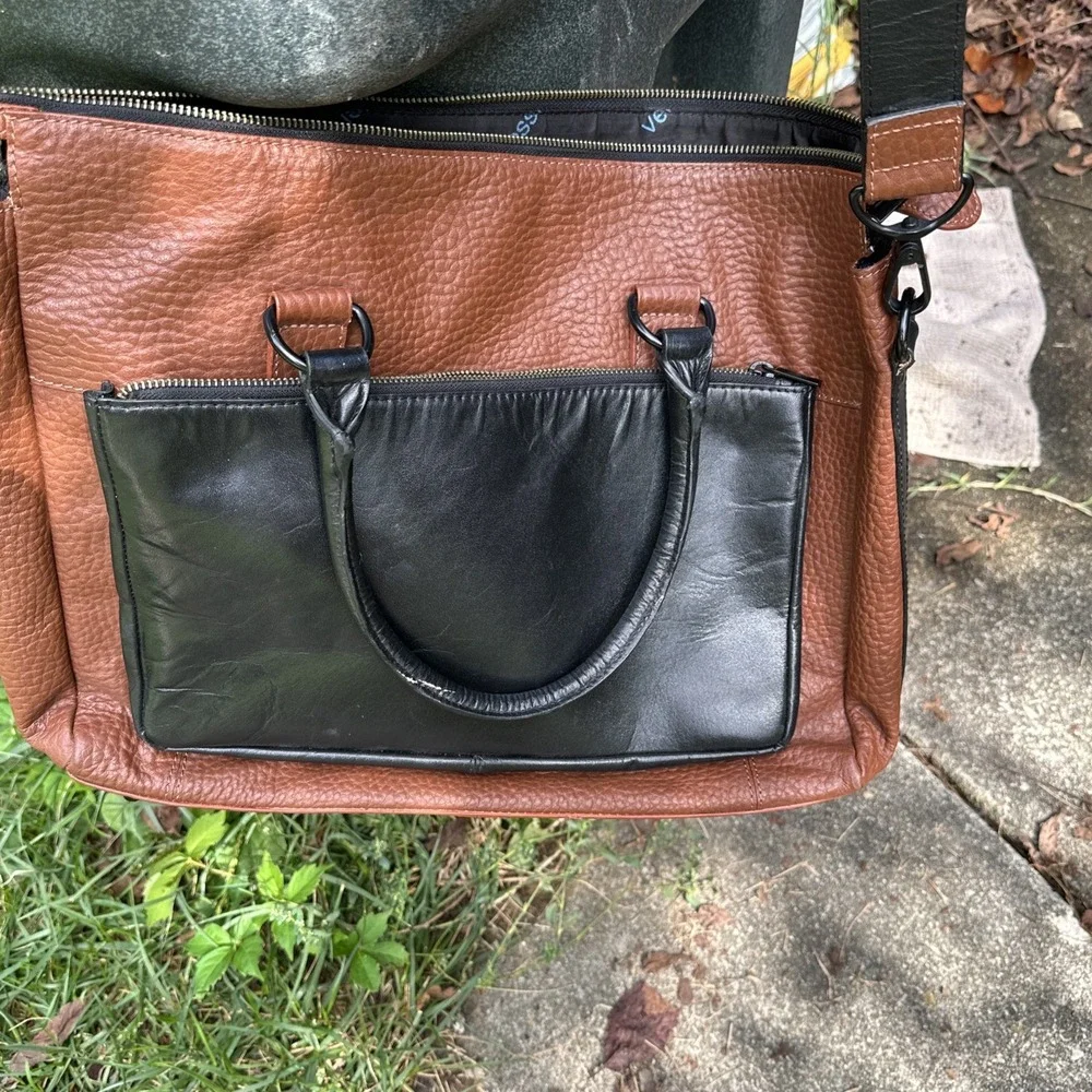 Vei Rossi Made In Italy‎ Brown Leather Briefcase Laptop Bag with Strap